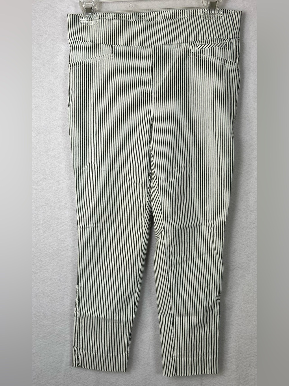 Anne Klein Striped Pants Womens Size 4 Pull On Slim Crop White Black Work